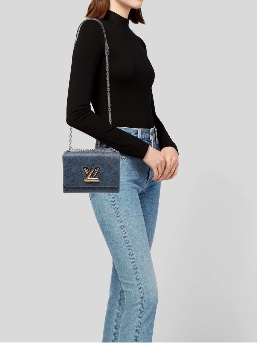 Louis Vuitton Navy Epi Leather Chain Crossbody Bag